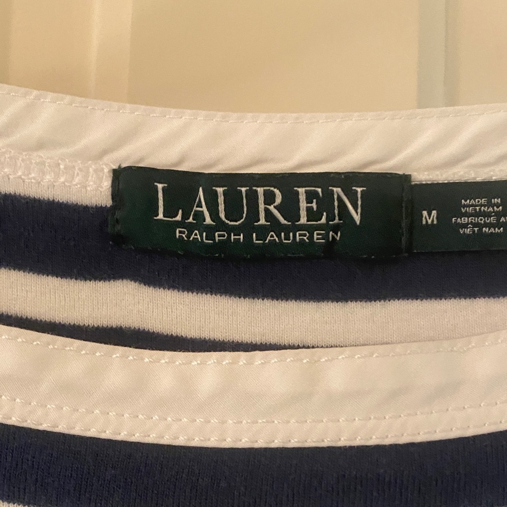 Ralph Lauren Blue and White Striped Short Sleeve Top - Picture 2 of 4